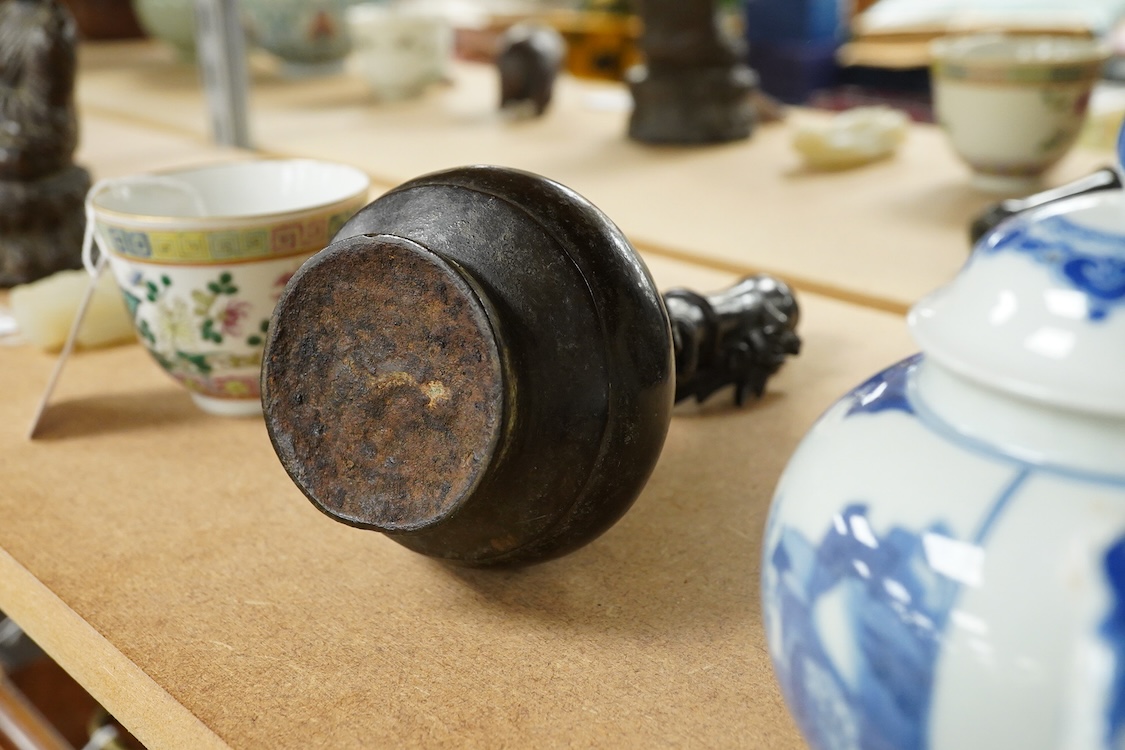 A Chinese bronze ‘chilong’ bottle vase, 17th / 18th century, 22cm high